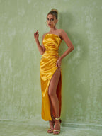 Chara One Shoulder Cutout Maxi Dress In Gold