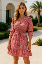 Alexa Premium Women's Casual Floral Mini Dress Elevated Occasion Wear