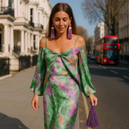 Nancy Elegant Maxi Dress With Detachable Scarf