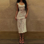 DressBetty - 2024 Sexy Sleeveless French Style Vintage Split Maxi Dress