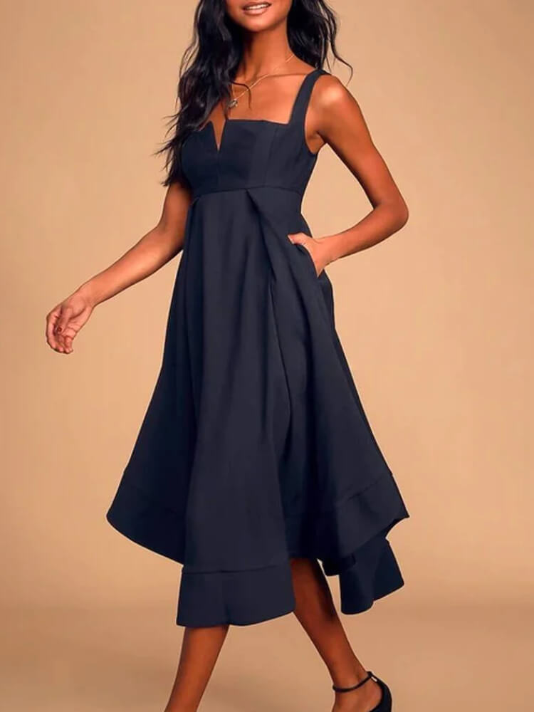 Chic Empire Waist Strap Midi Dress