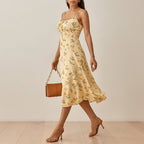 DressBetty - Women Summer Smocked Elastic Waist Tie Neck Sleeveless Spaghetti Strap Beach Dress