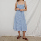 DressBetty - Women Summer Smocked Elastic Waist Tie Neck Sleeveless Spaghetti Strap Beach Dress