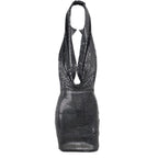 Glitter Plunge Hooded Dress
