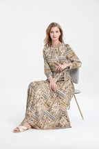 DressBetty - 2024 Summer Clearance Sale Printed Acetate Satin Fabric Long Dress Maxi Dress