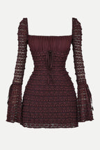 Coffee Ruched Mini Dress