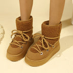 Coldproof Lace Up Waterproof Antislip Fashion Short Snow Boot