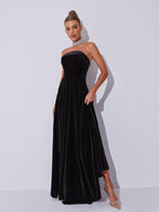 Colleen Velvet Strapless Maxi Dress