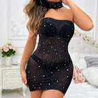 Mesh Sheer Rhinestone Y2K Party Dress