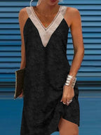 Comstylish Floral Lace Sleeveless V Neck Mini Dress
