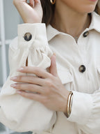 Cord Front Pockets Self Waist Tie Shirt Dress