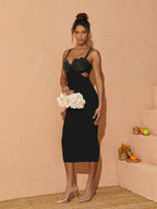 Coretta Pearl Coutout Bandage Dress In Black