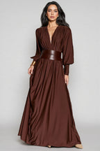 Alma Brown Long Sleeve Maxi Dress