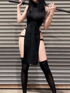 Cosplay High Split Side Gothic Slim Harajuku Night Midi Dresses