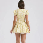 Cottagecore Floral Plunge Neck Mini Dress