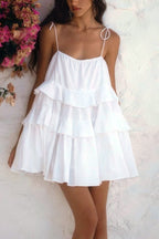 Cotton Tie straps Tiered Cami Babydoll Dress