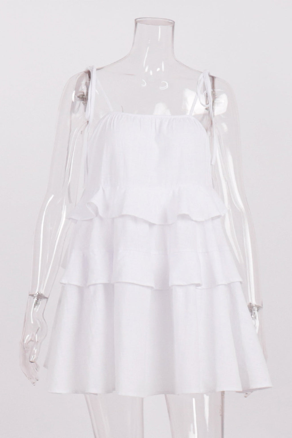 Cotton Tie straps Tiered Cami Babydoll Dress