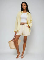Cotton Collar Solid Long Sleeve Shirt