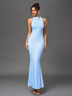 Cowl Neck Backless Mermaid Hem Bodycon Dress