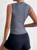 Crew Neck Sleeveless Tank Solid Top