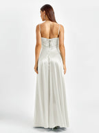 Crisscross Back Satin Maxi Dress