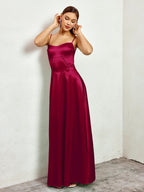 Crisscross Back Satin Maxi Dress