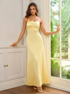Crisscross Tie Backless Solid  Maxi Dress