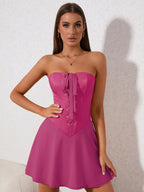 Crisscross Tie Front Corset Tube Mini Dress