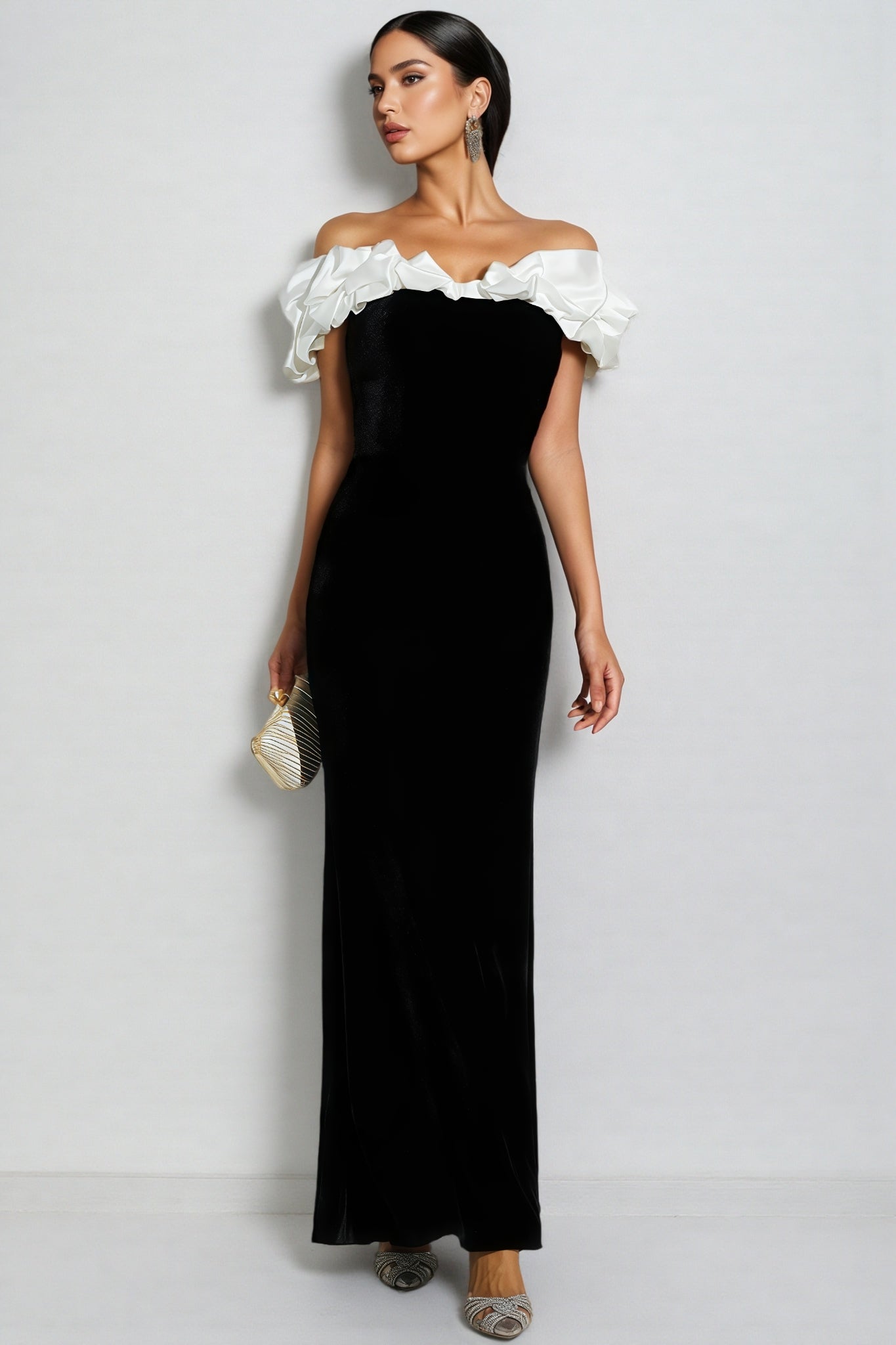 Indie Black One Shoulder Mermaid Maxi Dress
