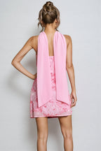 Corviel Floral Sequin Scarf Mini Dress