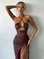 Hot Summer Sleeveless Cut Out Club Party Vestido Midi Dress