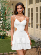 Cut Out Double Pleated Backless Cami Dress