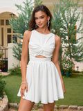 Cut Out Ruched Bust Bow Tie Back Mini Dress