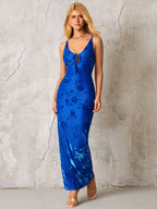 Cut Out Tie Front Zipper Back Maxi Dress