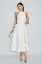 Eira Pressure Pleated Waisted Maxi Dress
