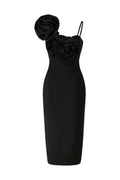 Halter Flowers Bandage Midi Dress