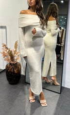 Giuliana Over Fold Knitted Maxi Dress