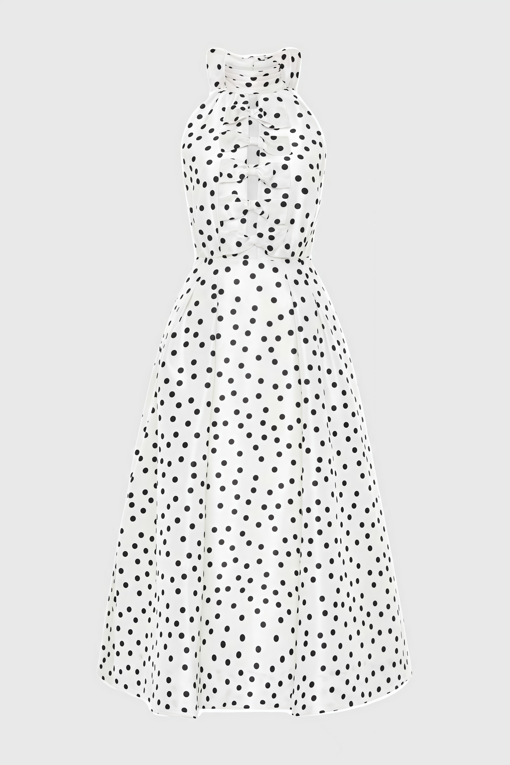 Cainea Bowknot Polka Dot Midi Dress