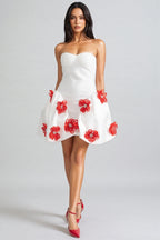 Jaxyn 3D Silver Floral Mini Dress