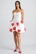 Jaxyn 3D Silver Floral Mini Dress