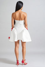 Jaxyn 3D Silver Floral Mini Dress