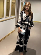 irregular print trousers suite