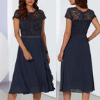 Rosario Statement Sheer Short Sleeve Dress Evening Wear Edit