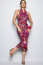 Theron Halterneck Sequin Midi Dress