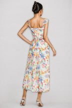 Mylel Orange Flower Waist-cinching Maxi Dress