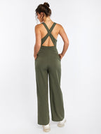 Deep V-Neck Crisscross Back Pocket Jumpsuit