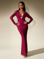 Deep V-Neck Crisscross Tie Front Glitter Bodycon Dress