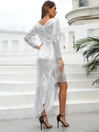 Deep V Neck Tassel Slim Party Dress