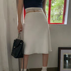 Elegant White Ruffle Mid Skirt