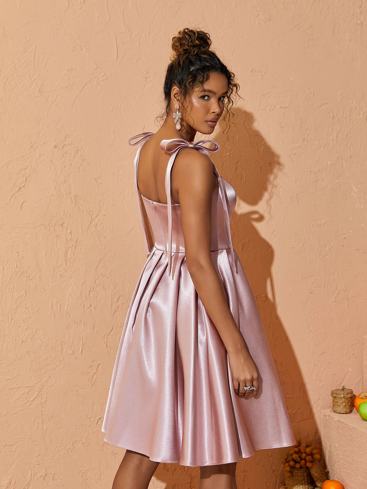 Deidra Satin Pleated Dress